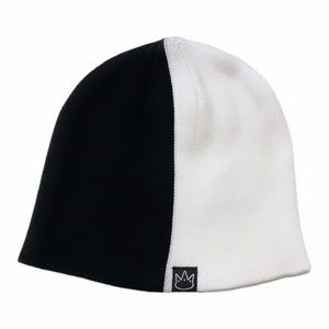 Jay Rauler Half Black White Two Tone Split COTTON Skull Cap Beanie Skullie Knit